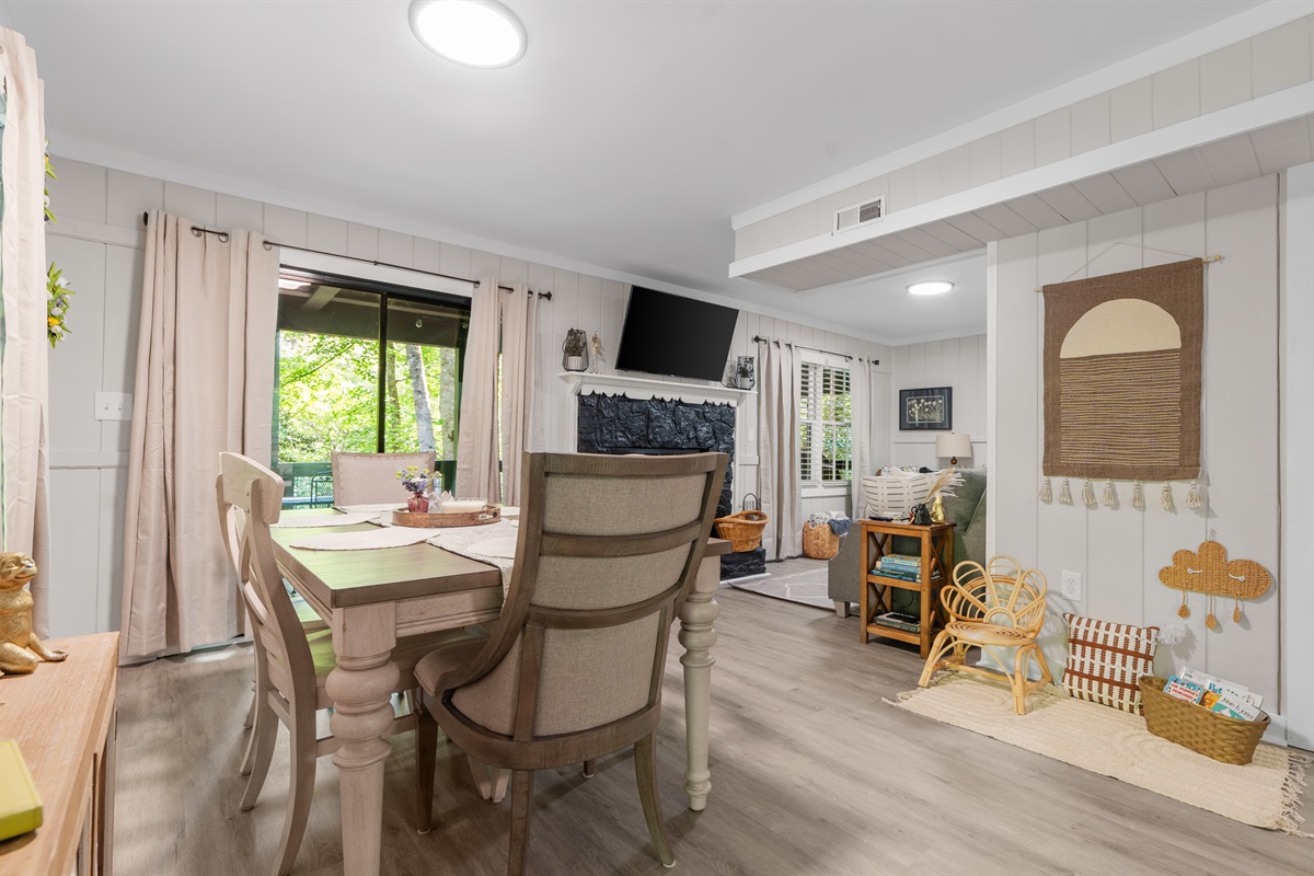 Dining area w/ view of living room