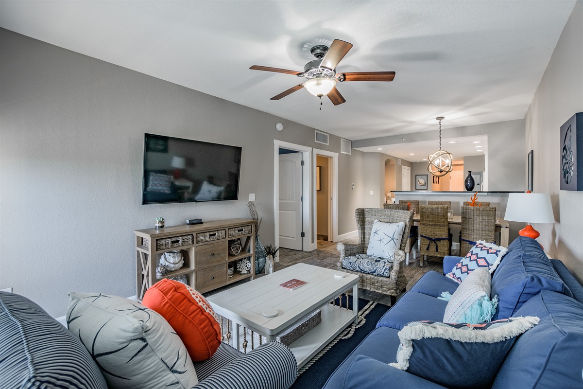 Living area with a smart TV