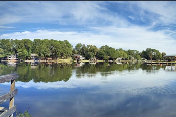 Lake view with Kid's Island in the center.