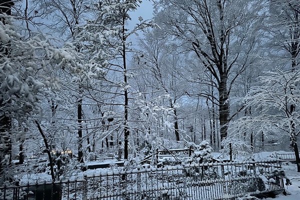 Beautiful winter views of property.