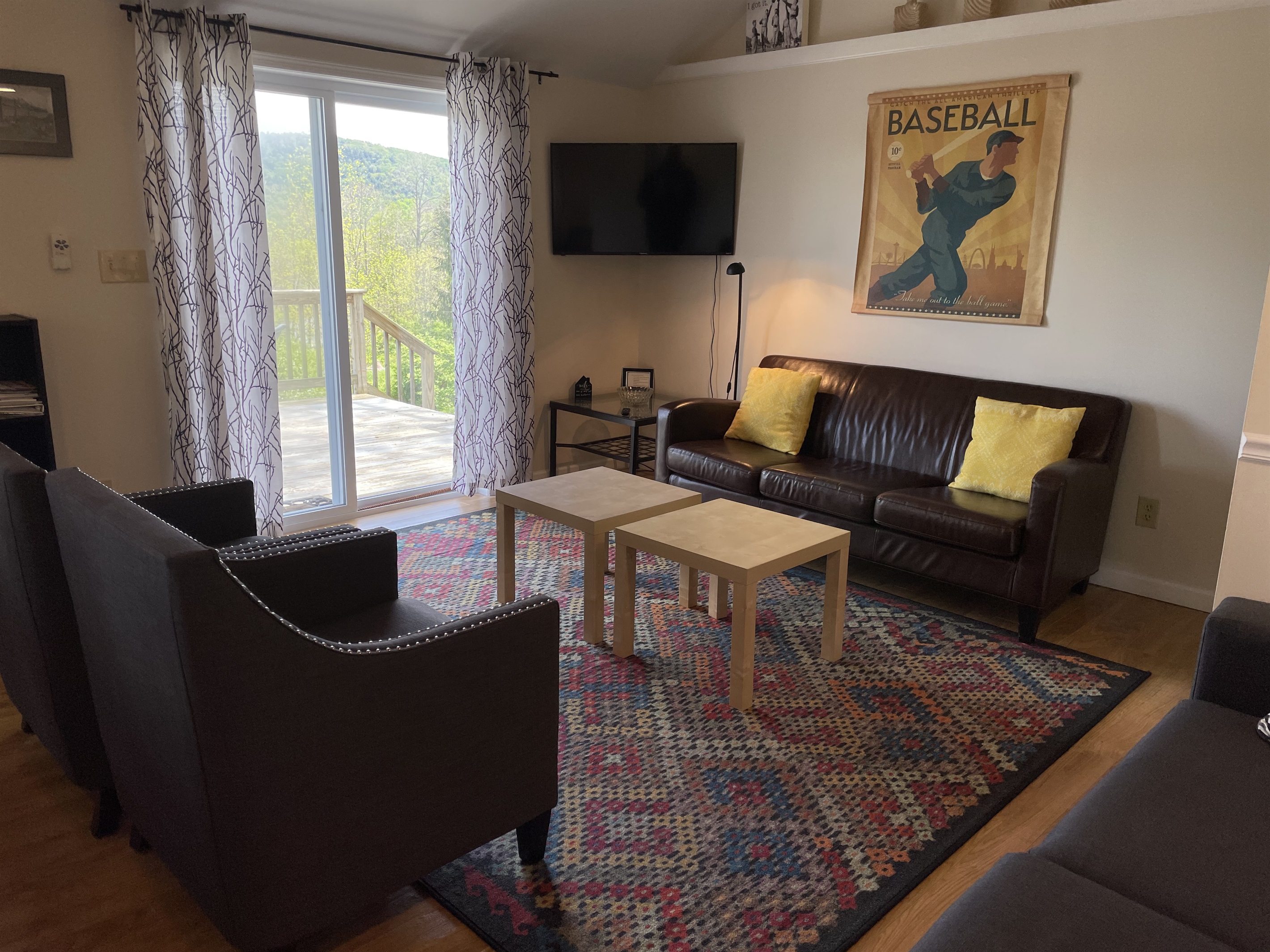 Living area with slider on to deck