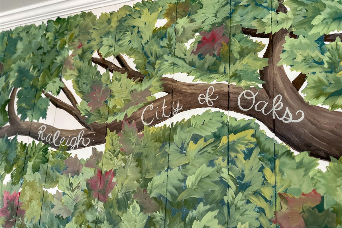 This stunning "City of Oaks" mural celebrates the abundant trees that adorn the streets.  
