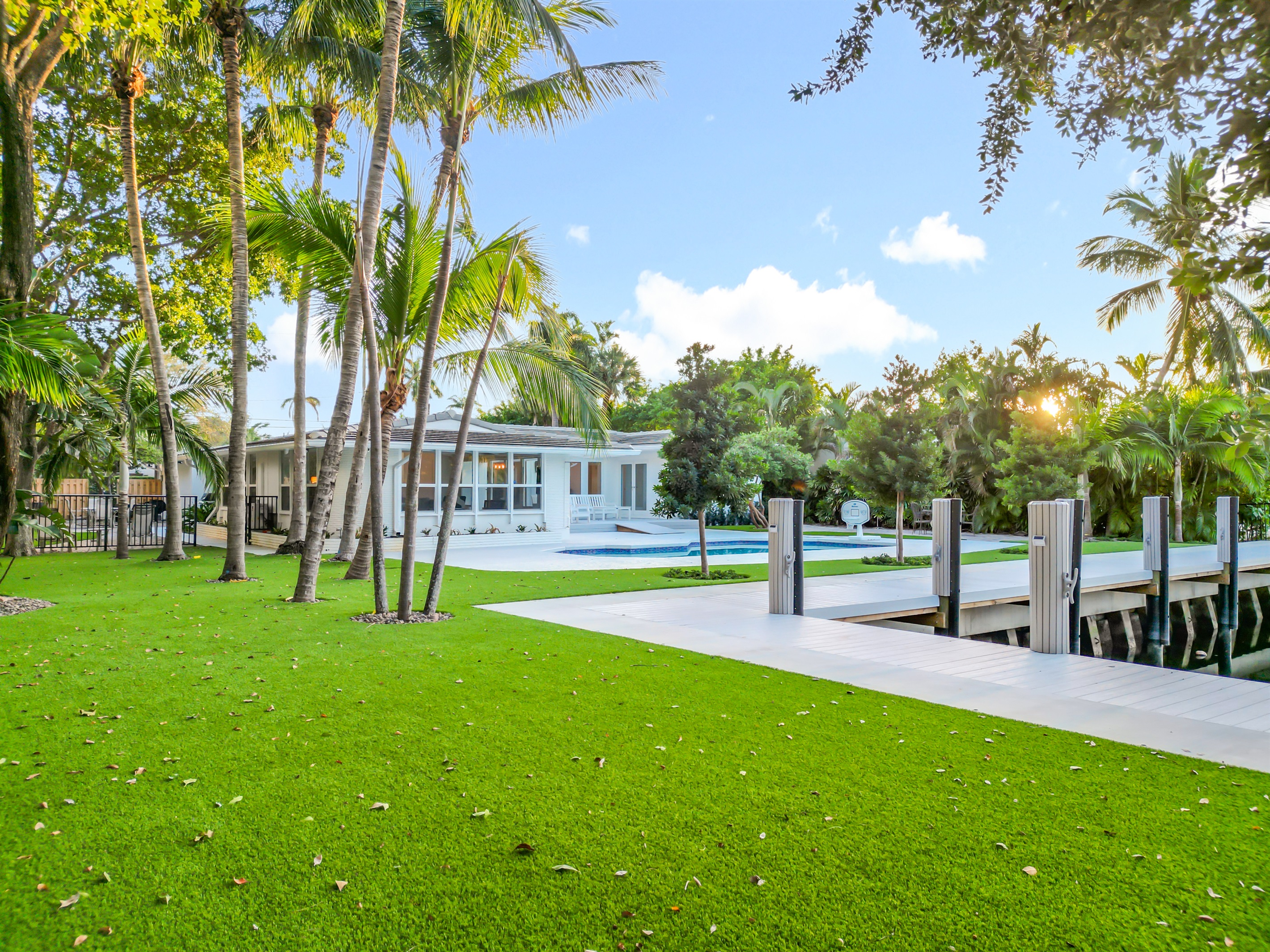 The entire backyard is fenced in and encompassed with plants to give great privacy