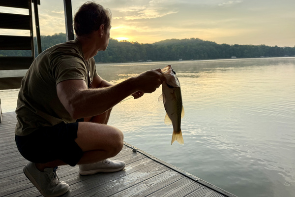 Best place to go fish on Lake Lanier… Fishing from Pool Villa Lanier’s dock at sunrise!