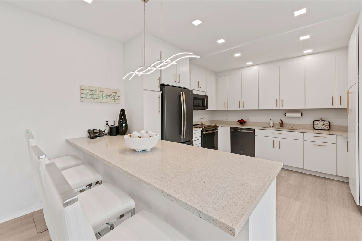 The kitchen is fully stocked