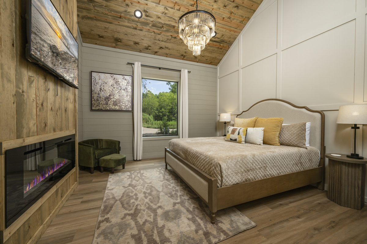 Serene Bedroom Retreat: Enjoy lavish comfort with stunning views and elegant decor!