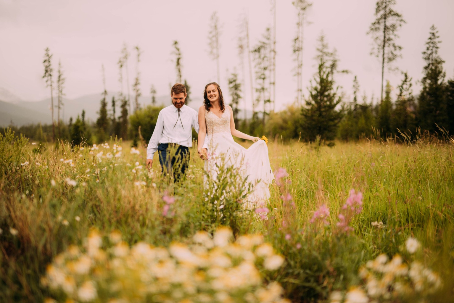 Couple in the meadow at Casa Vista