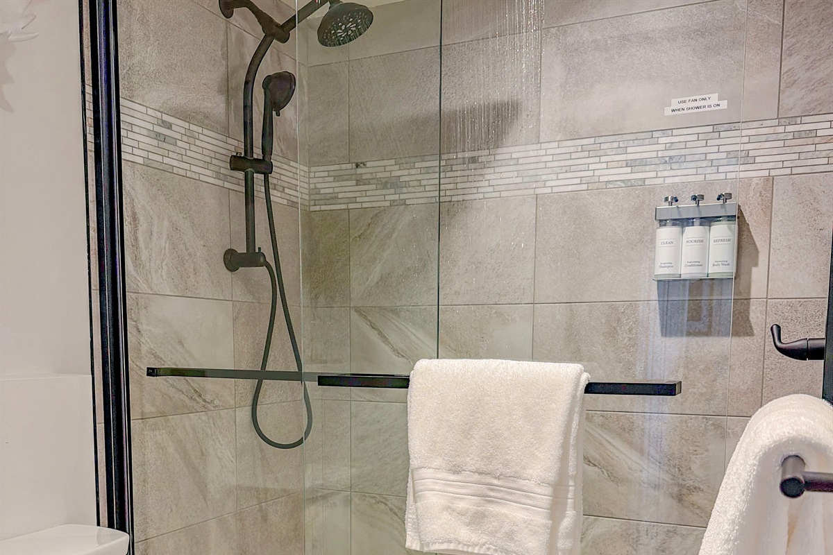 Linens, paper products, shampoo, conditioner & body soaps are provided.