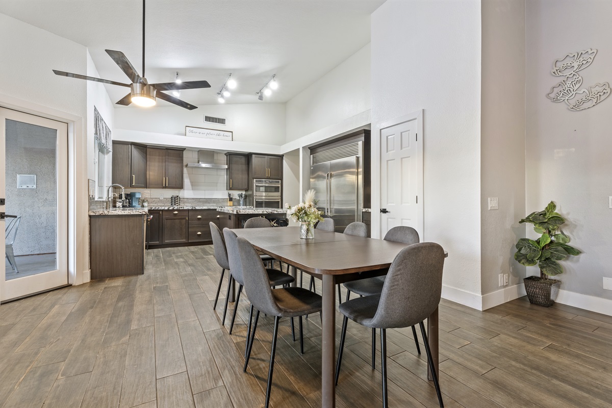 Enjoy family meals at the dining table, complete with a high chair for your little one!