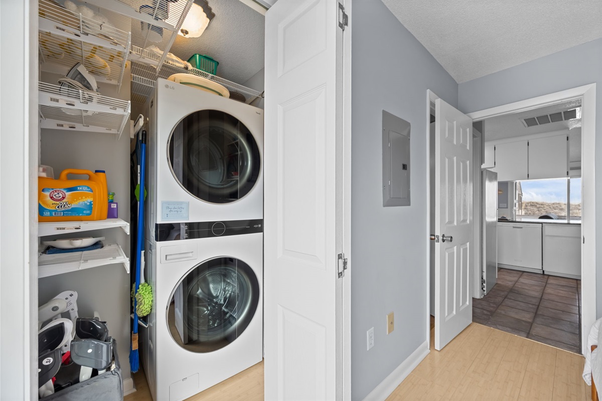 In-unit washer & dryer tucked away for easy laundry days during your stay