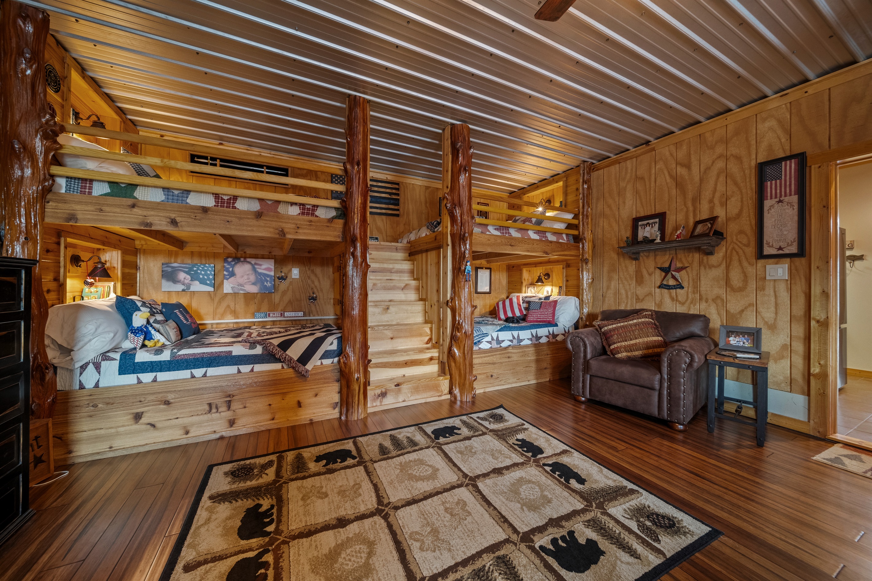 Bedroom 2 on top floor (4 full/double bunk beds sleep 2 each)