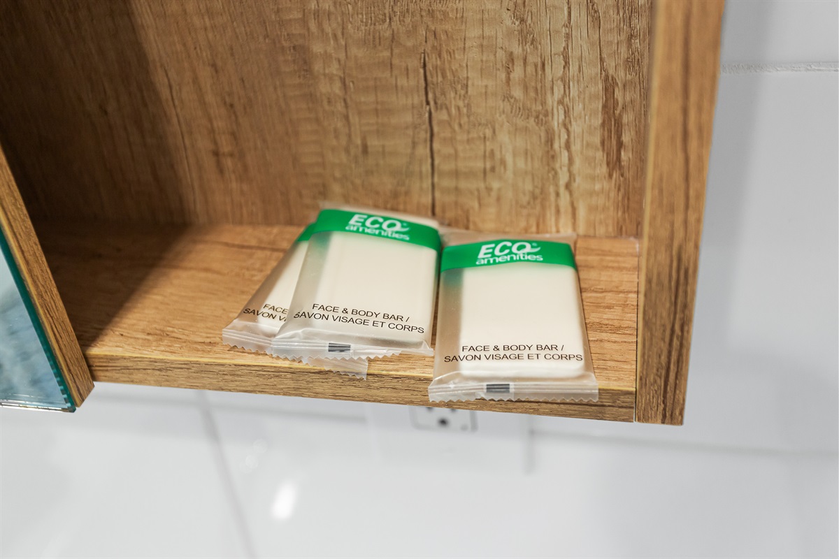 Complimentary bathroom bar soap
