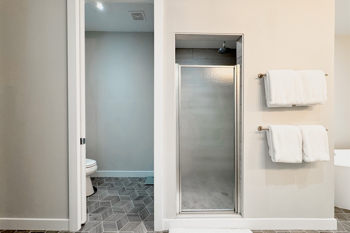 Entry to private toilet and shower areas.