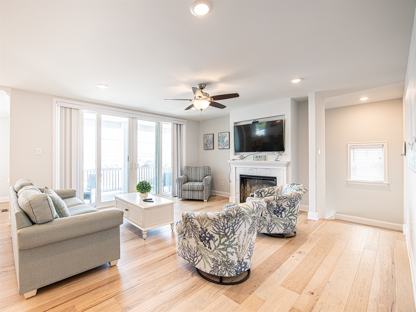 Living room with flat screen TV and sleeper sofa
