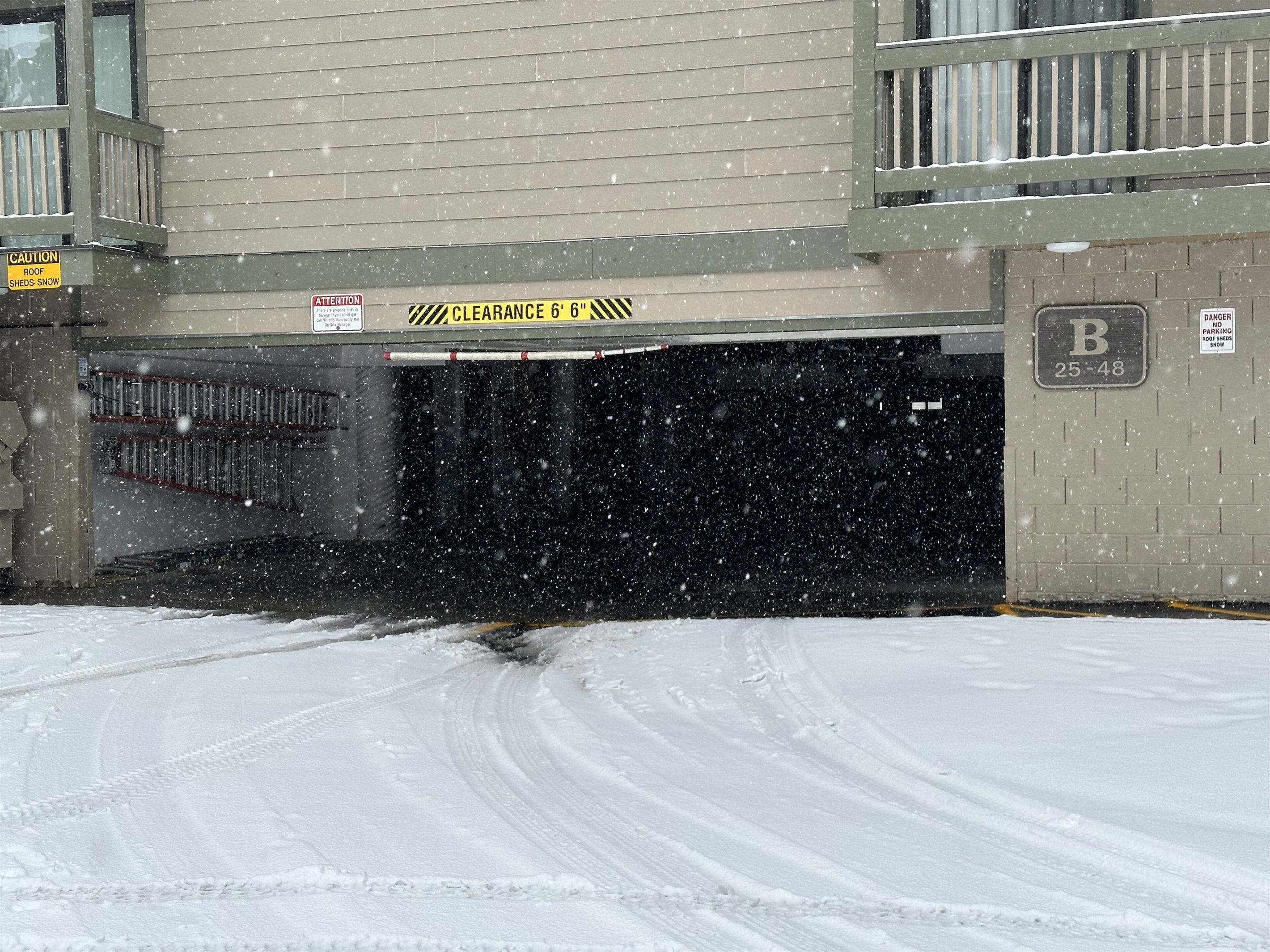 Entrance to the underground parking.  Located in B complex.