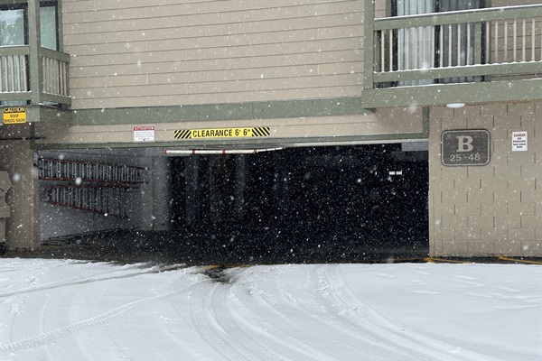 Entrance to the underground parking.  Located in B complex.