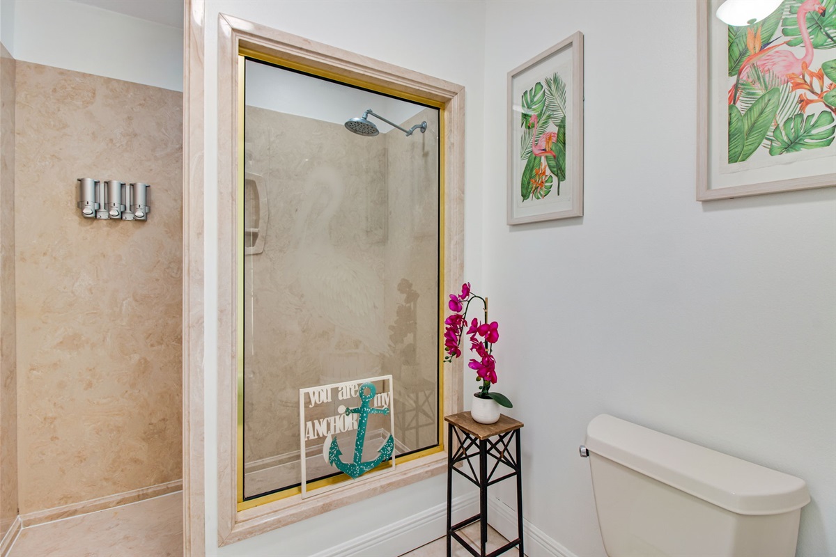 Shower in primary bathroom