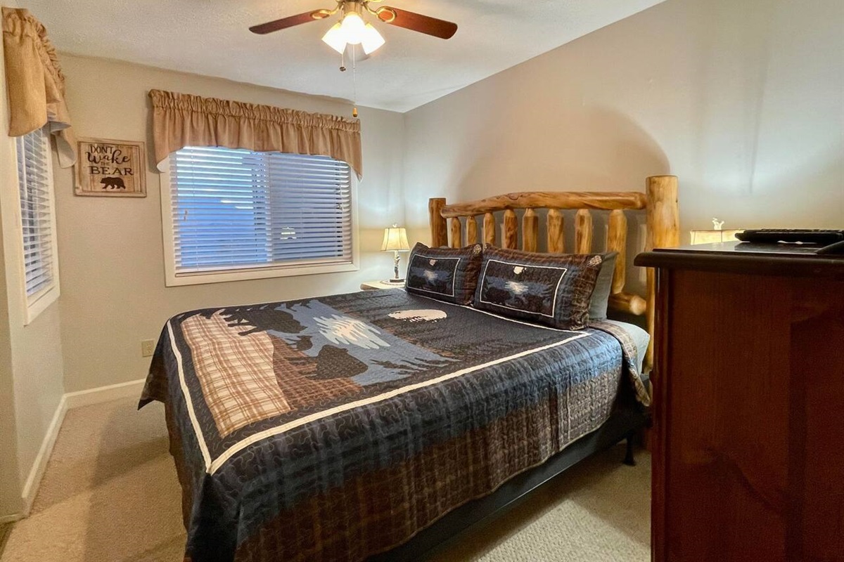 King size bed in bedroom