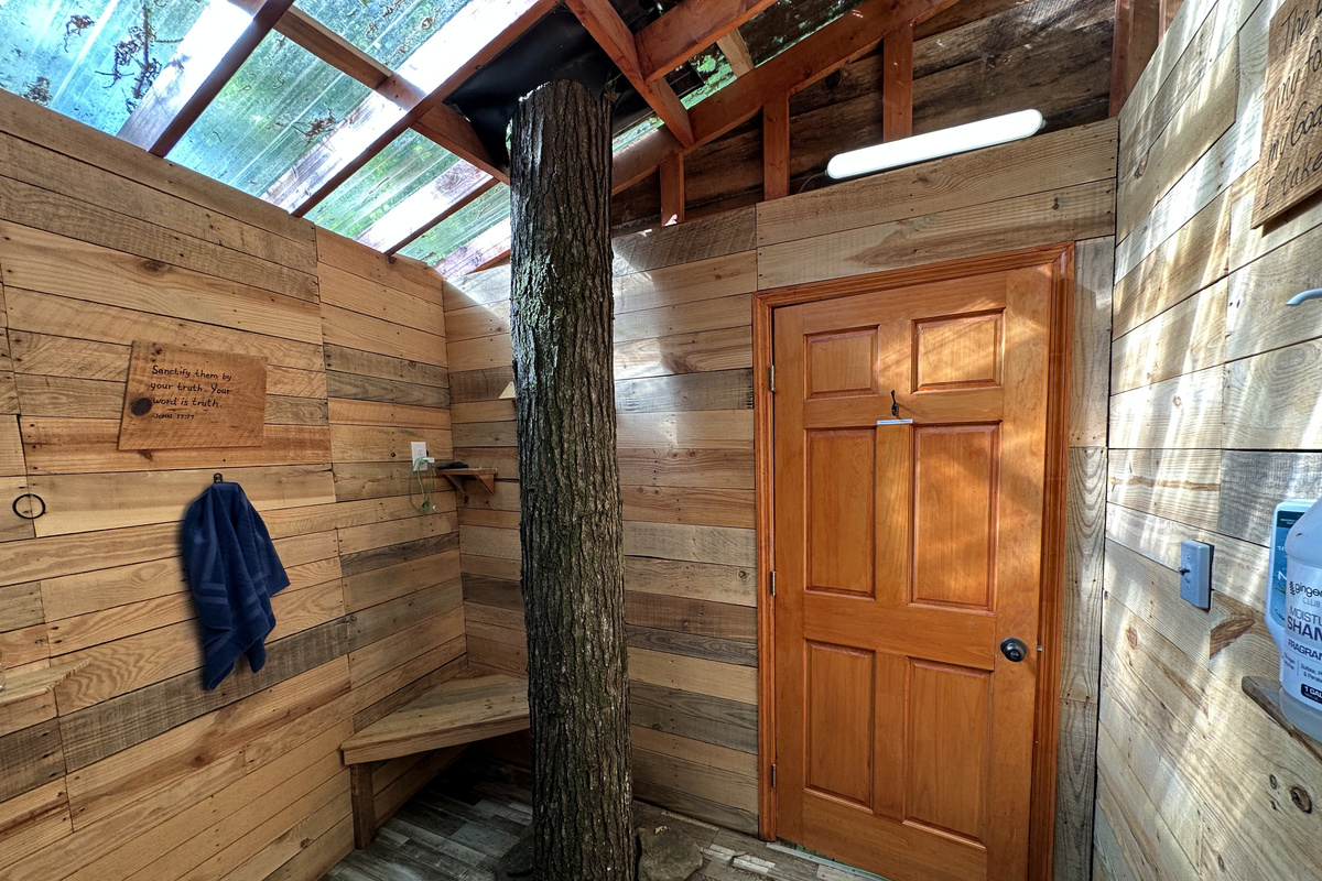 Experience showering next to a live oak tree