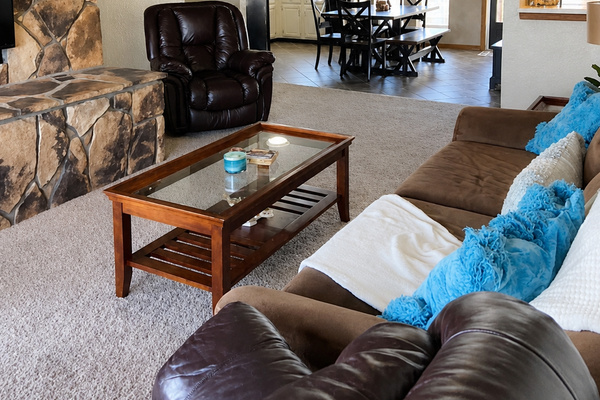 Living area with seating and coffee table