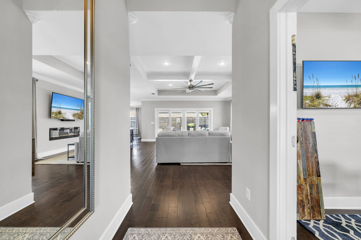 Entryway with game room
