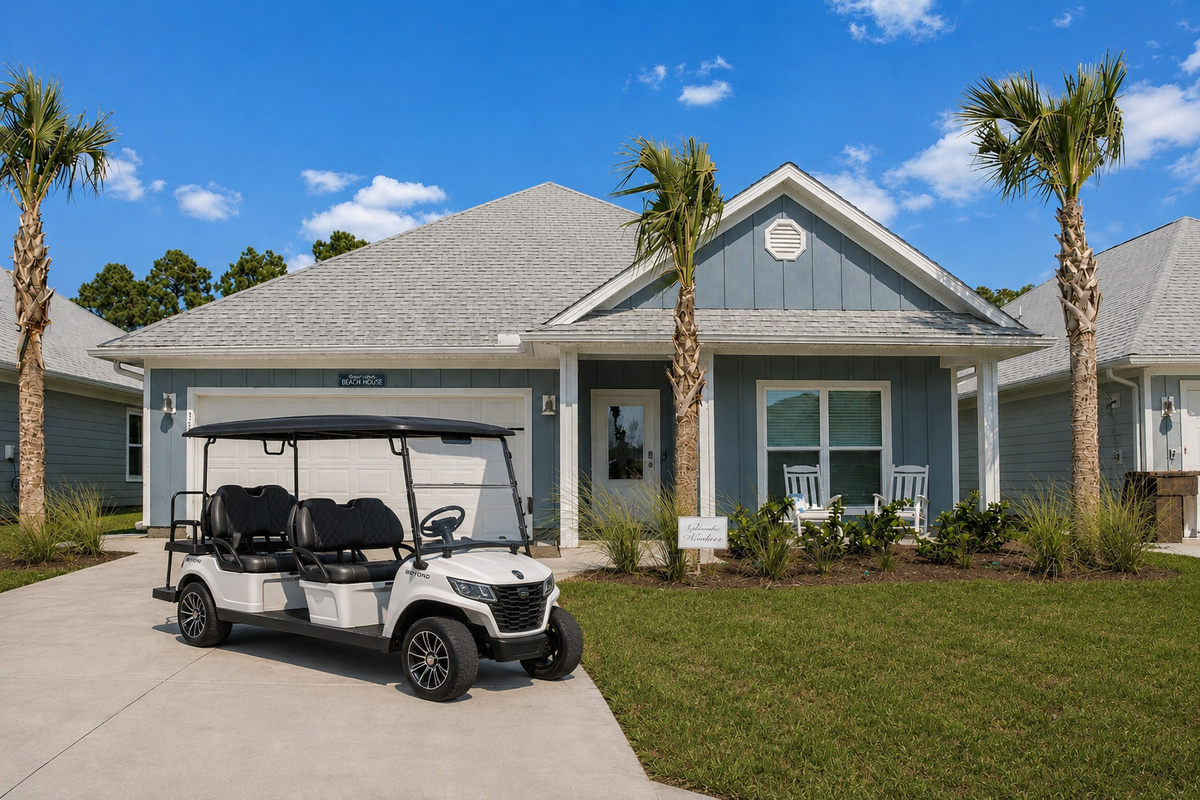 Charming coastal home with easy access to pools, trails, the beach and free use of a 6-seater golf cart & 4 bikes.