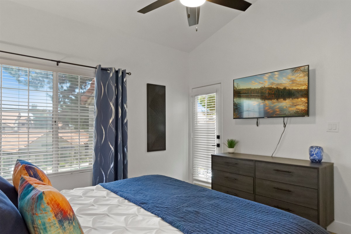 The calming interior, paired with warm lighting and modern decor, creates a peaceful retreat perfect for relaxation.