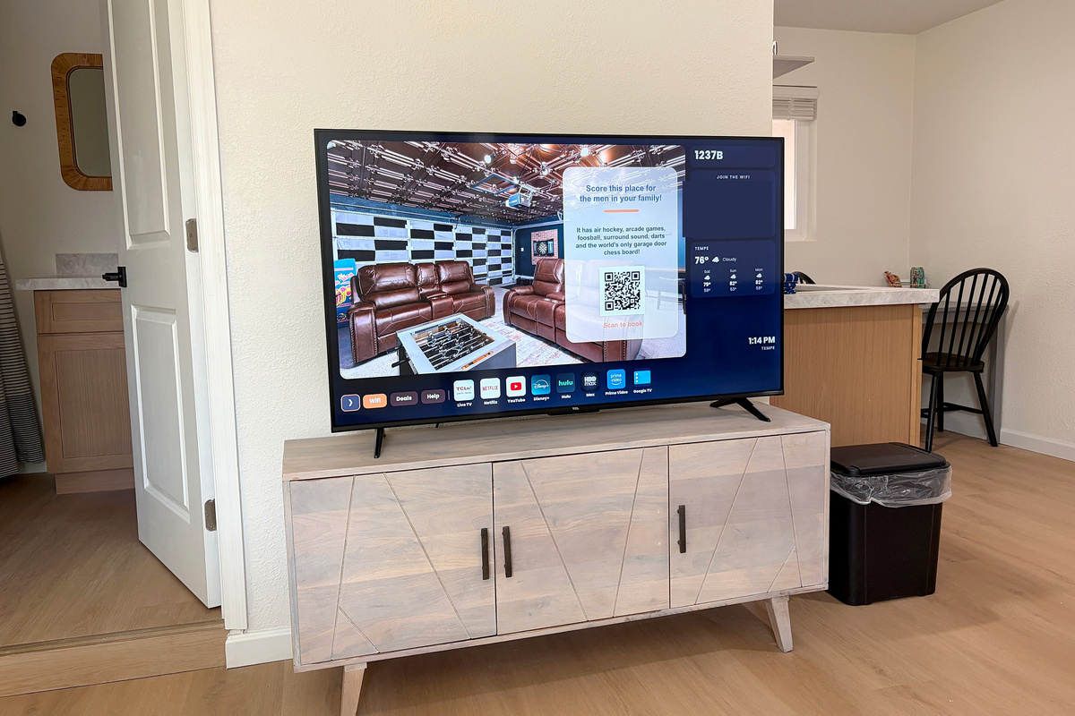Chill out watchin' Netflix or whatever on this 55" flat screen Smart TV.