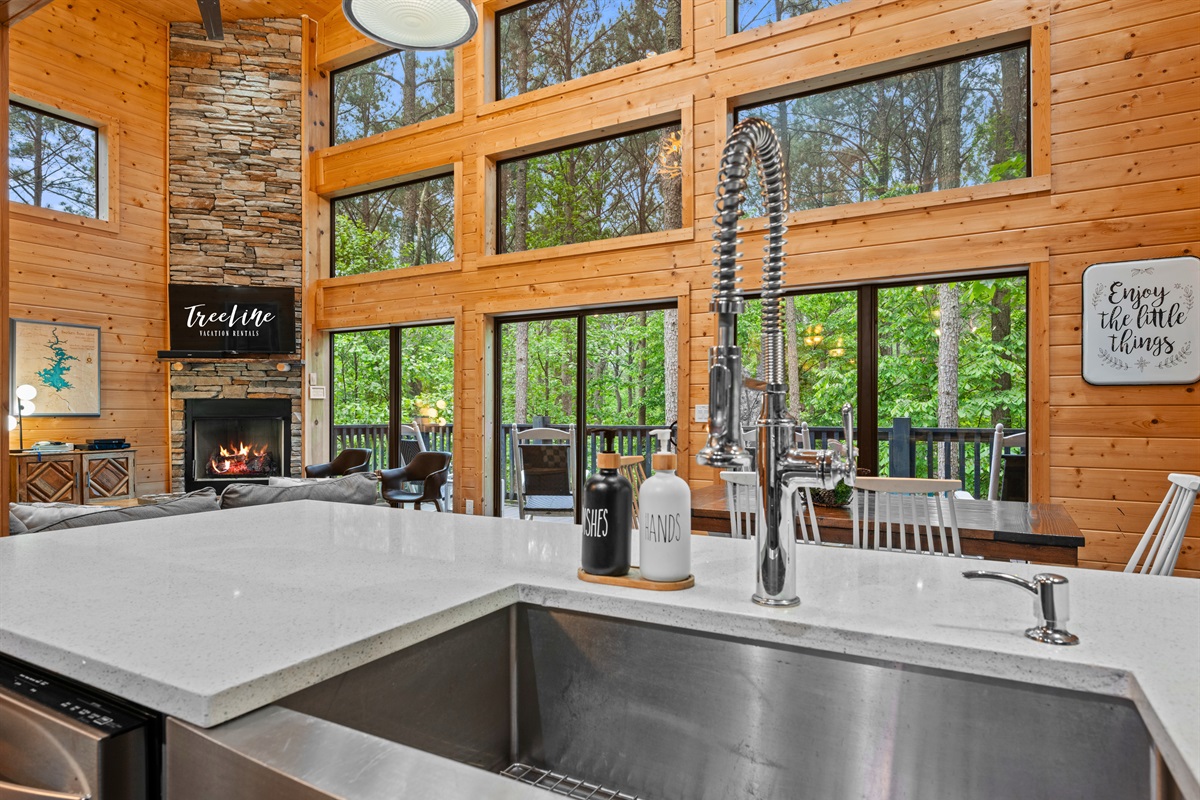 Positioned just right, the sink offers a peaceful view outside, turning even simple tasks into something more enjoyable.