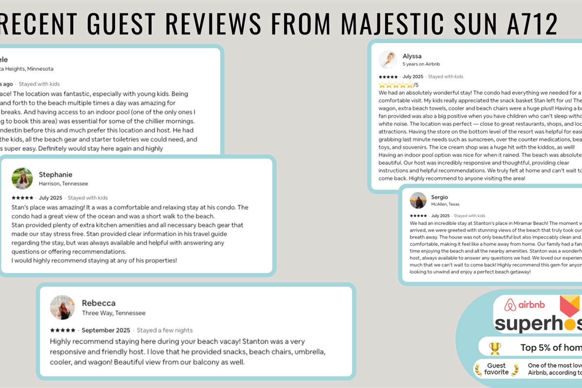 Recent reviews from happy guests show that you are in good hands!