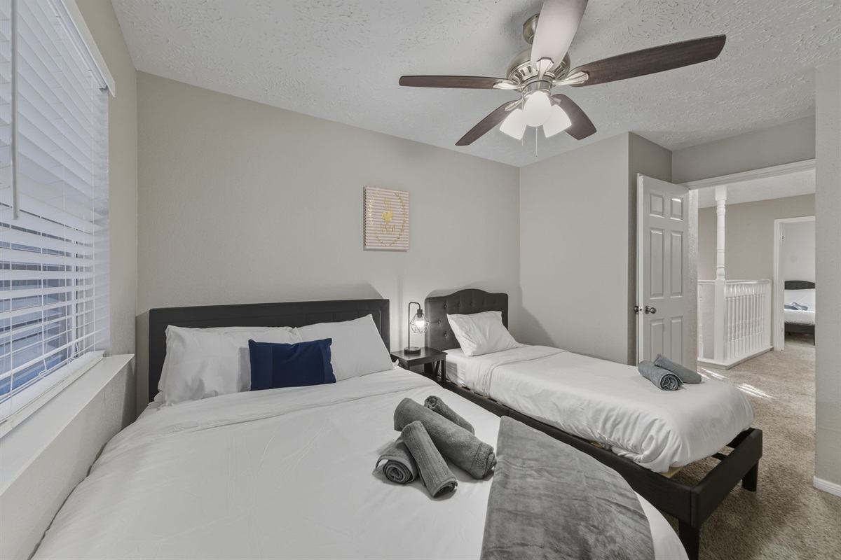 Bright and comfortable sleeping space for your group.