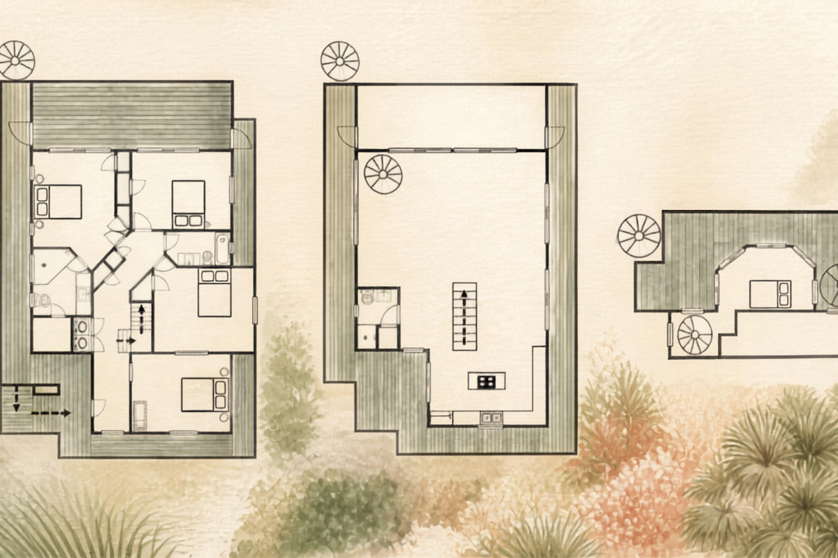 The bedrooms are located on the 2nd level, the open concept kitchen and living area are on the 3rd.  The 4th level loft offers an extra bed, space to relax, a desk and a spot to enjoy the views. The interior ground level is for storage.