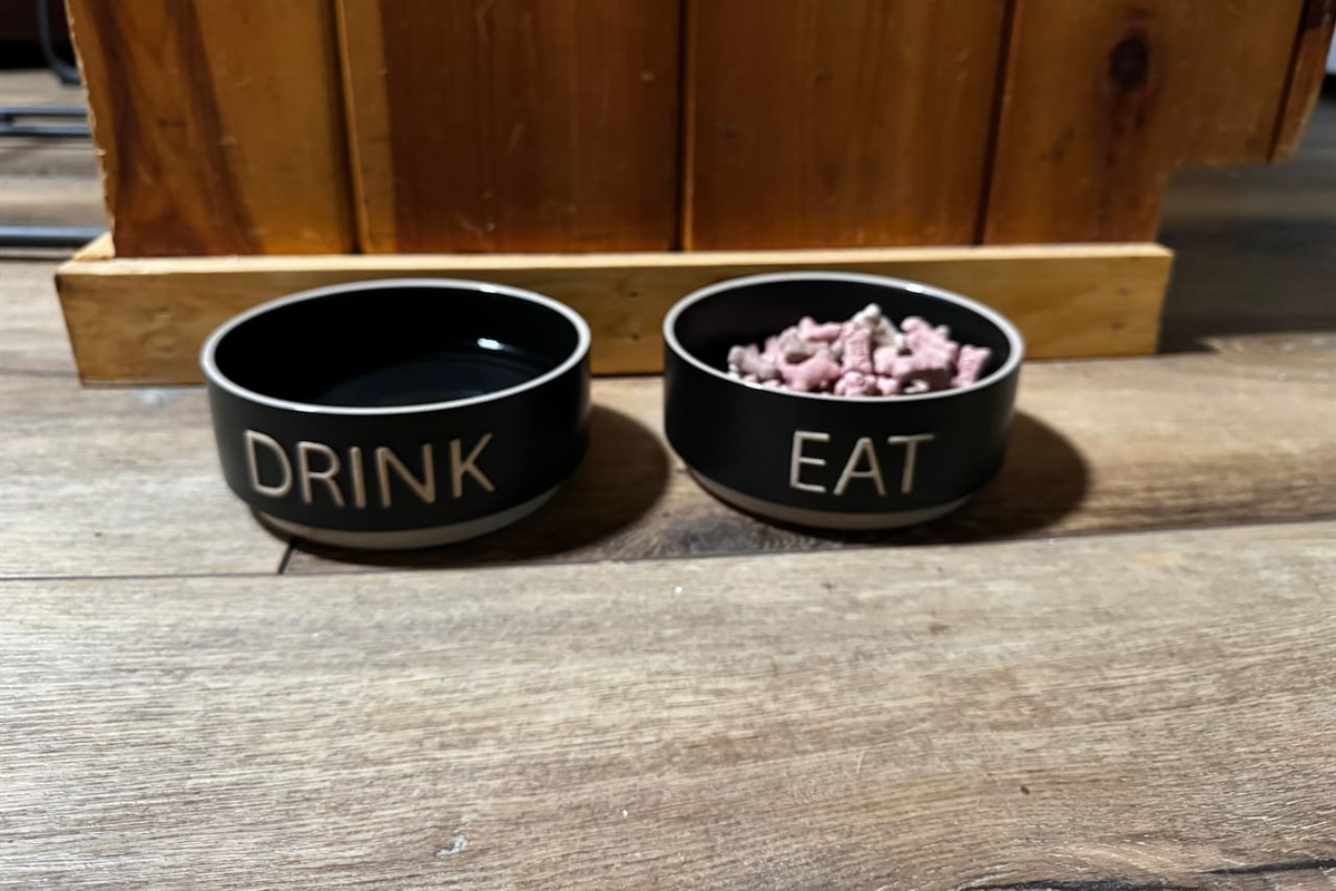 We even have bowls for our four legged guests!