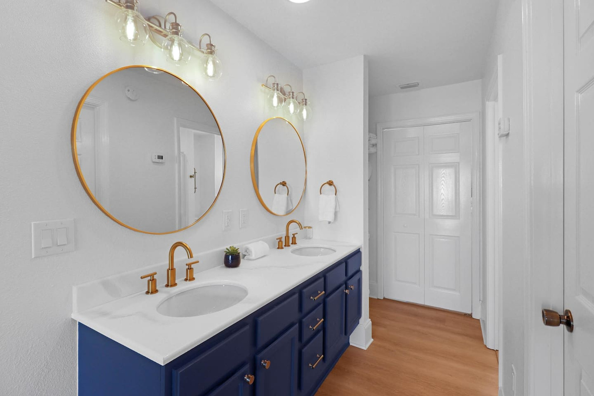 Get ready without the wait &mdash; double sinks in the master vanity mean both of you move at your own pace.