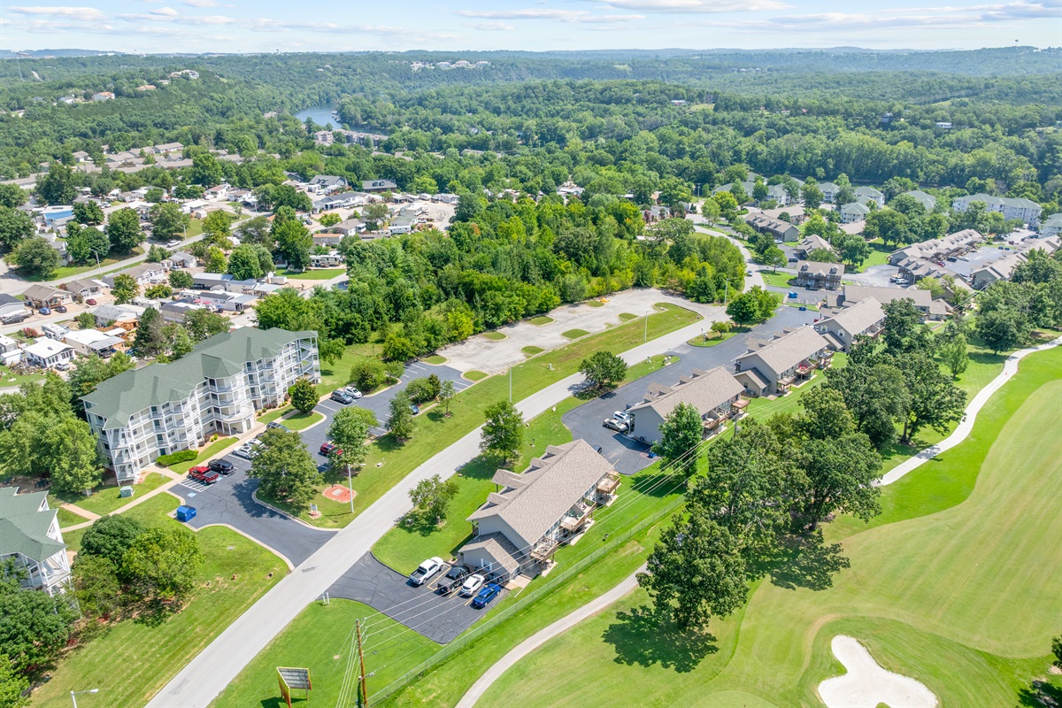 Fall Creek Condos bordered by Pointe Royale’s beautiful 7th fairway.