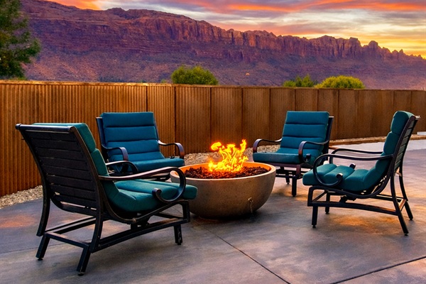 Fire pit with red rock views