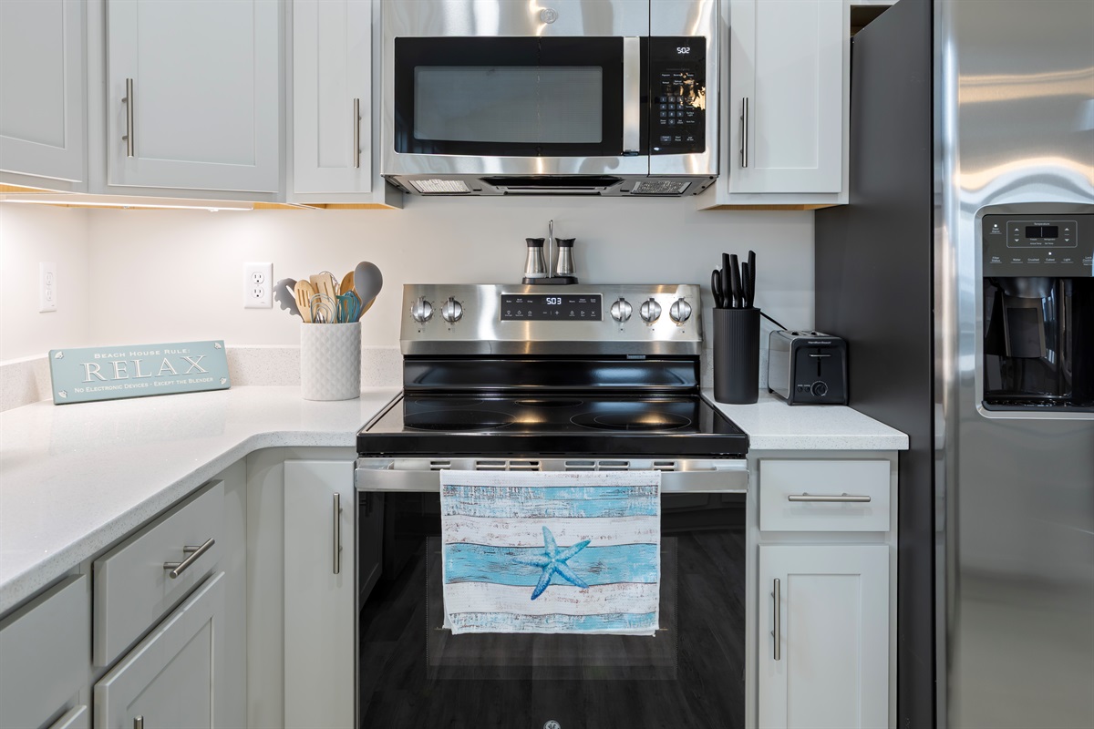 New home with new stainless steel appliances