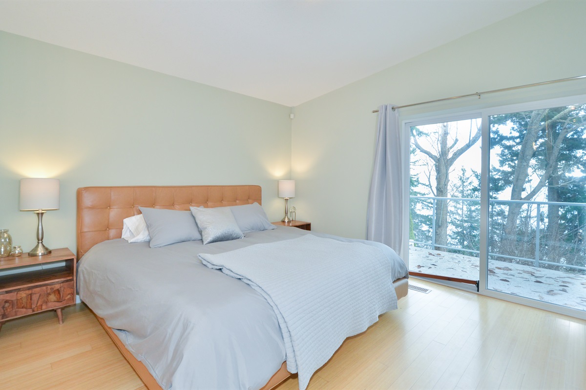 King bed with ocean views