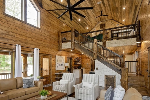 Stylish and comfortable, the living room balances relaxation with fun for everyone.