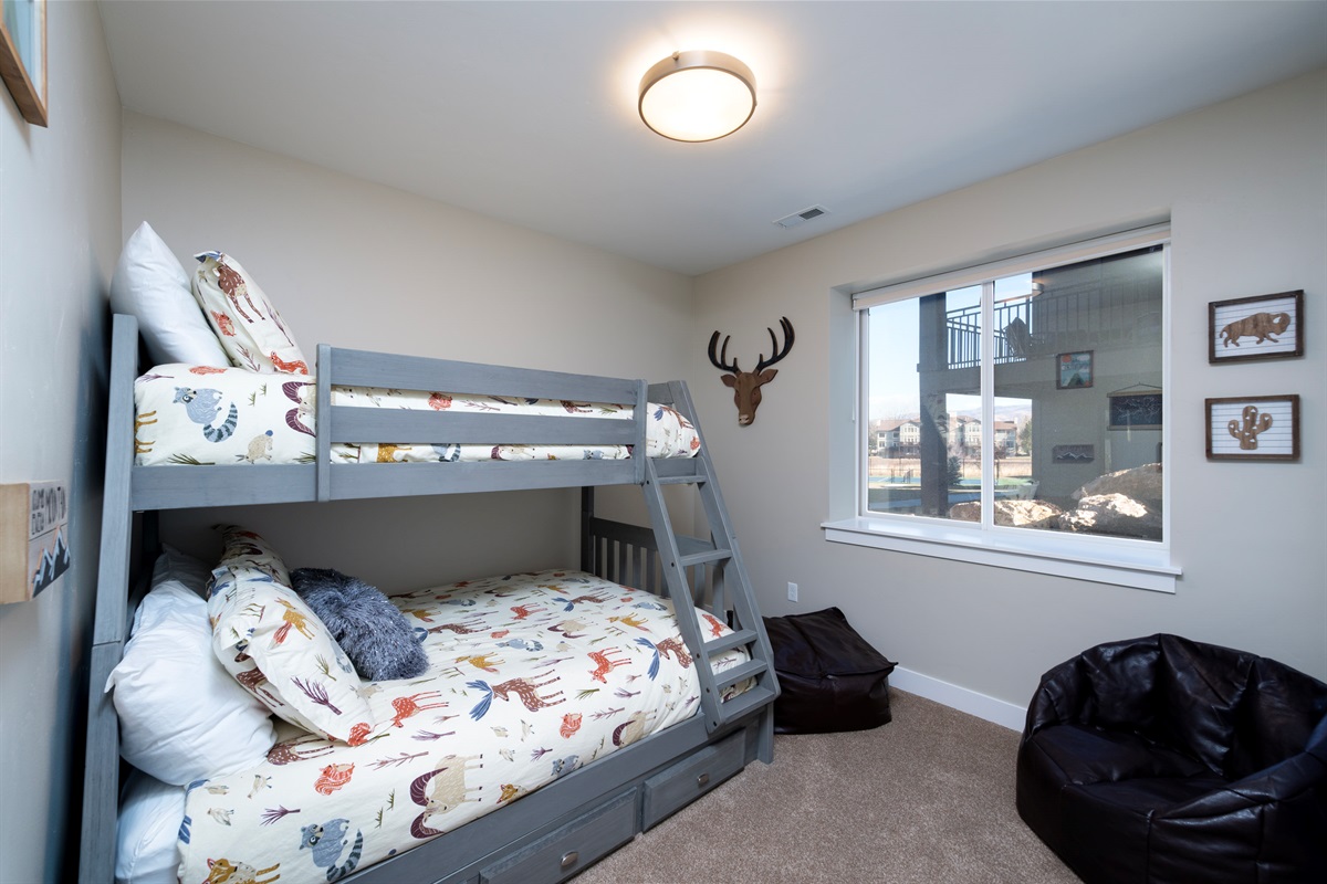 Comfortable bunk room designed for flexibility and fun