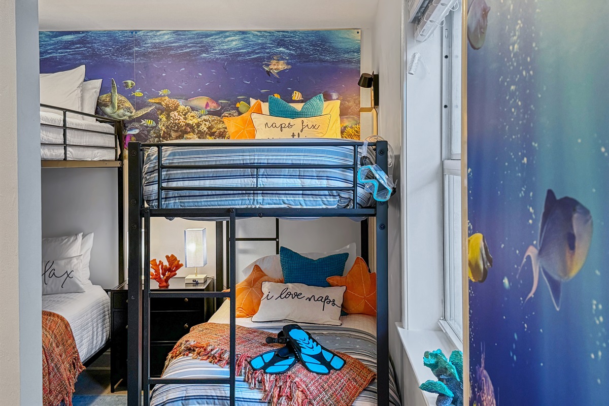 Enjoy the view beneath the surface in the full and twin bunks!