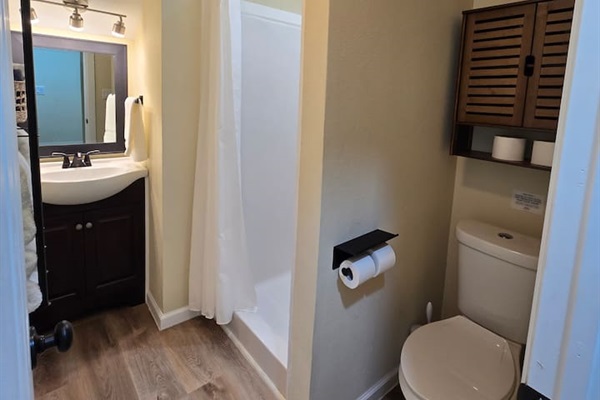 Upstairs bathroom - Forgot something? Check the cabinet!