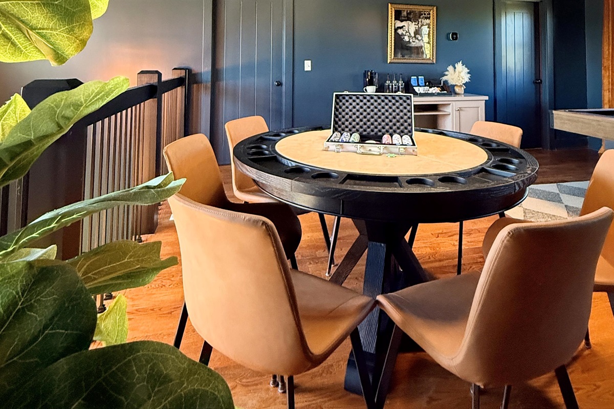 Strategy meets style — poker night in the heart of bourbon country.