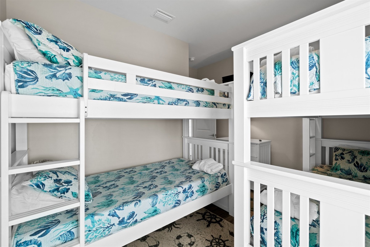 Bunk Room XL Beds Shared Bathroom