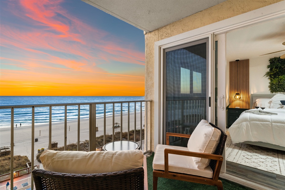 Looking across to the master suites private balcony access. Additional access to the balcony is from the living room