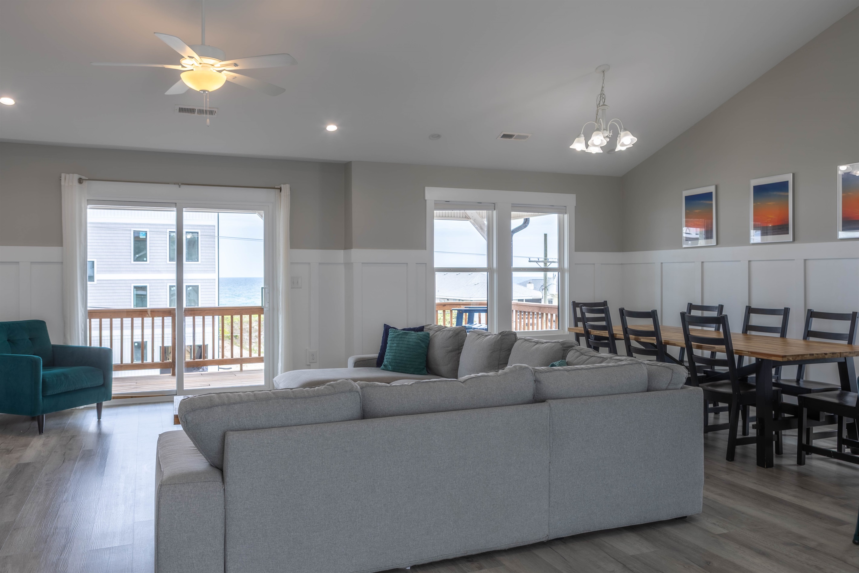 Ocean views from the family room and kitchen. 