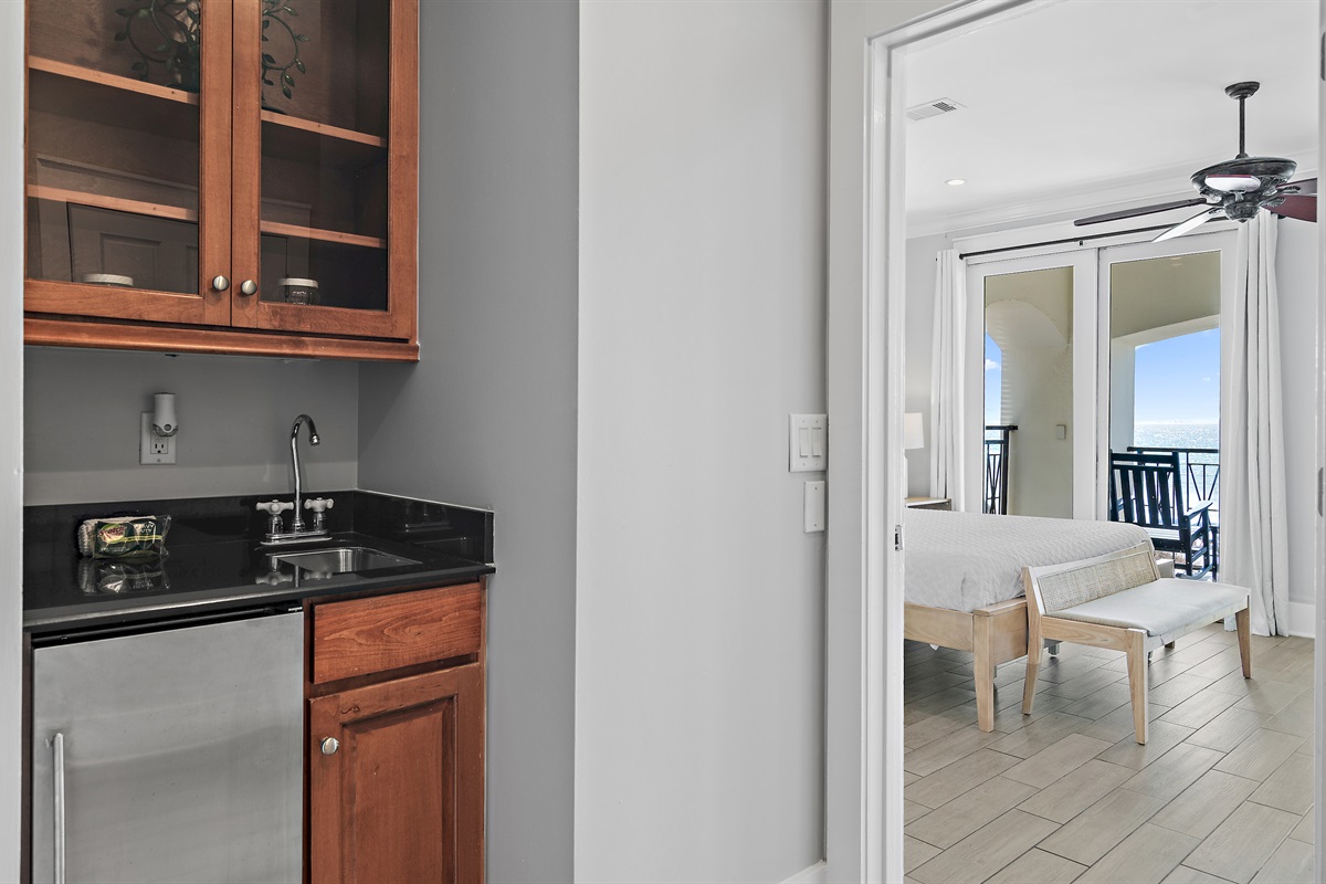 Small Kitchenette with mini-fridge, sink, and Keurig on 1st level