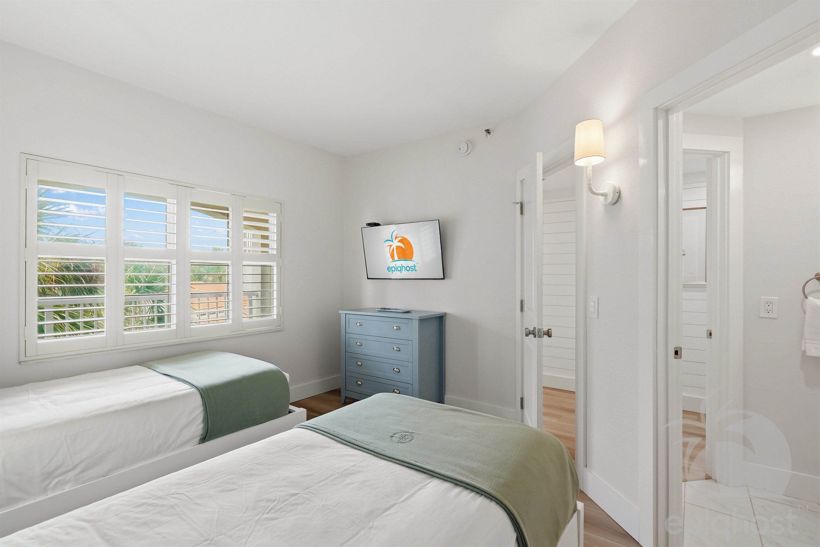 Guest bedroom with smart TV