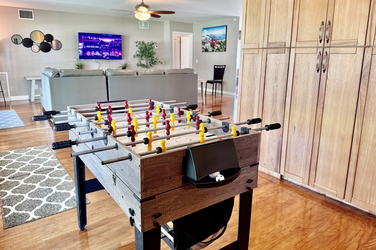 With a foosball table just steps from the main living area, there’s always fun to be had—rain or shine, day or night!