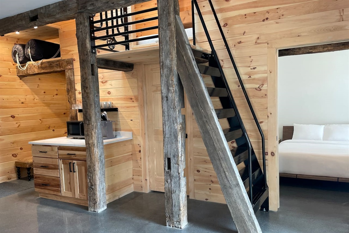 Ladder to sleeping loft